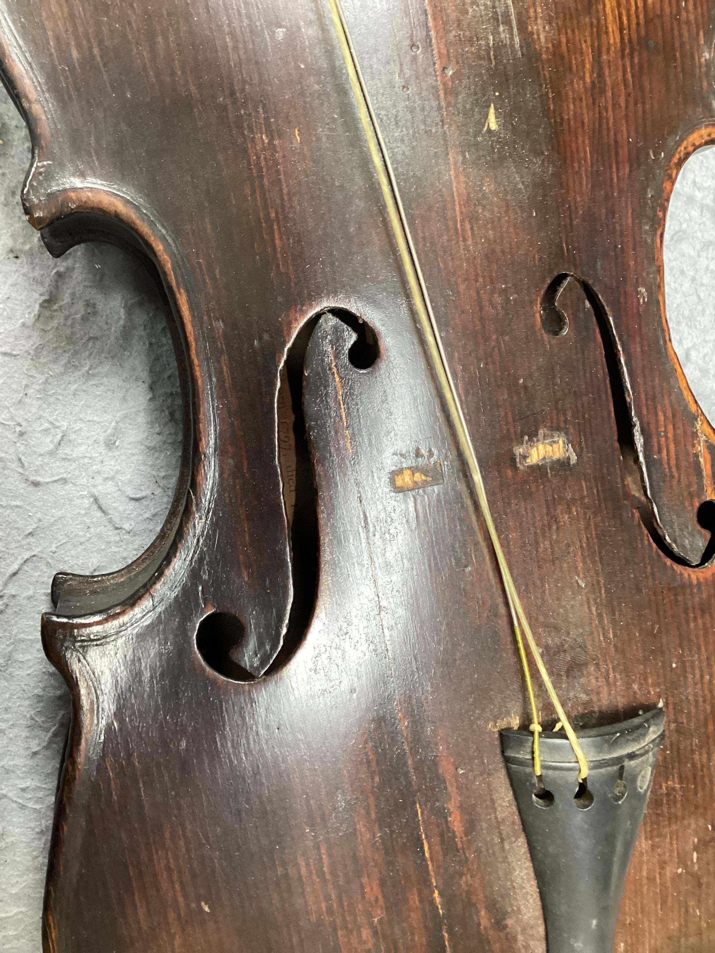 A George Craske (1797-1888) violin with a Hill & Son label, cased (a.f.)